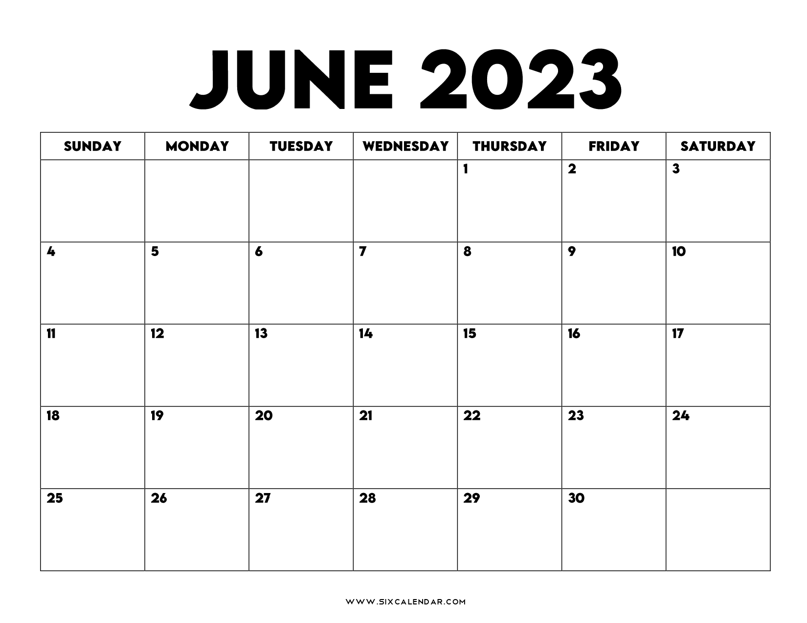 June 2023 Calendar PDF, June Calendar Printable with Holidays