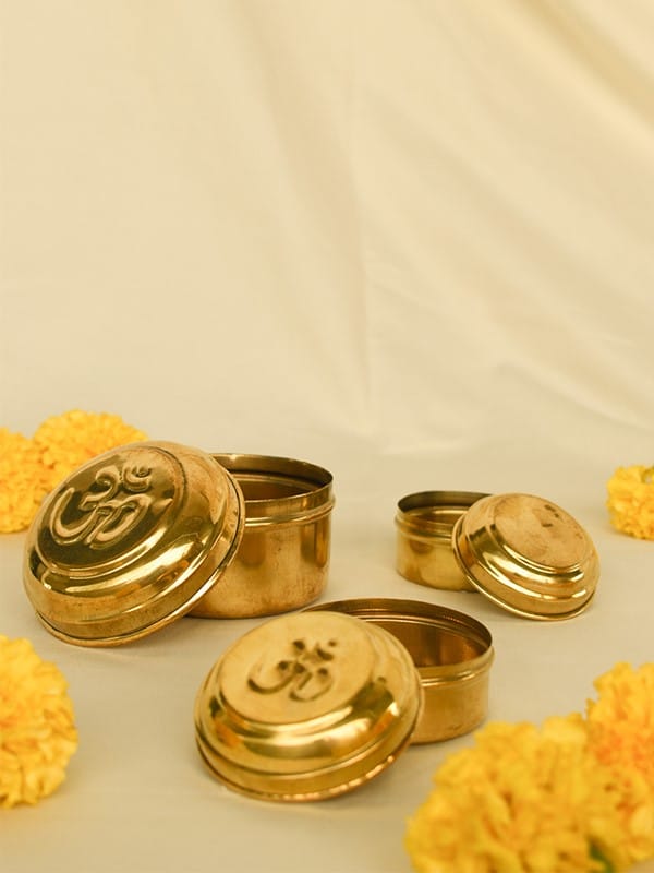Buy Brass Om Dabba Set of 2 | Anahata Organic