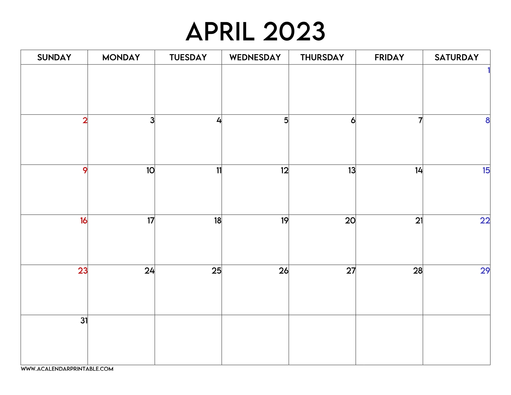 5+ April 2023 Calendar Printable, April Calendar with Holidays PDF
