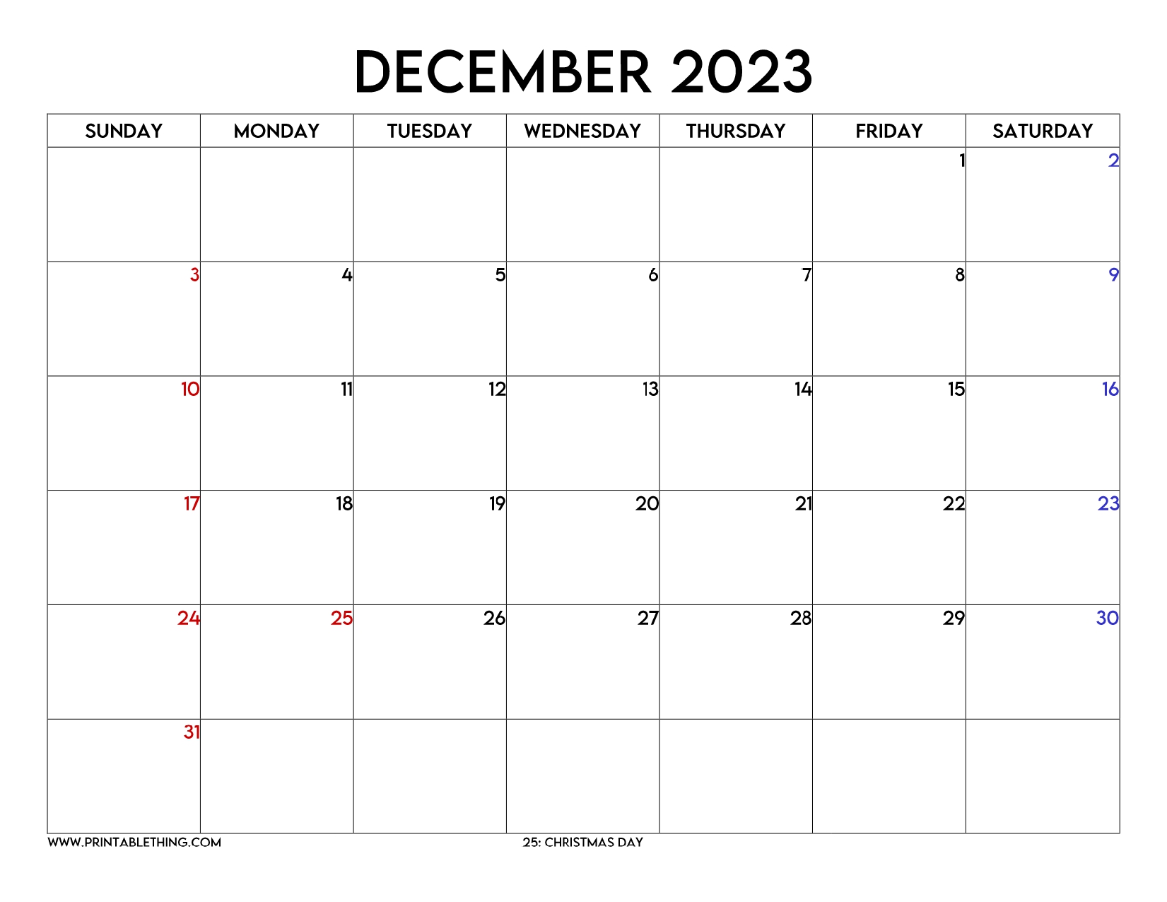 5+ December 2023 Calendar PDF Printable with Holidays Free Templates