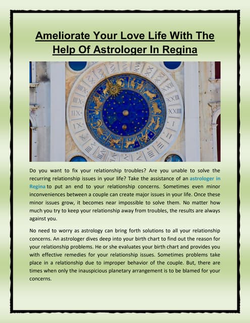 Ameliorate Your Love Life With The Help Of Astrologer In Regina