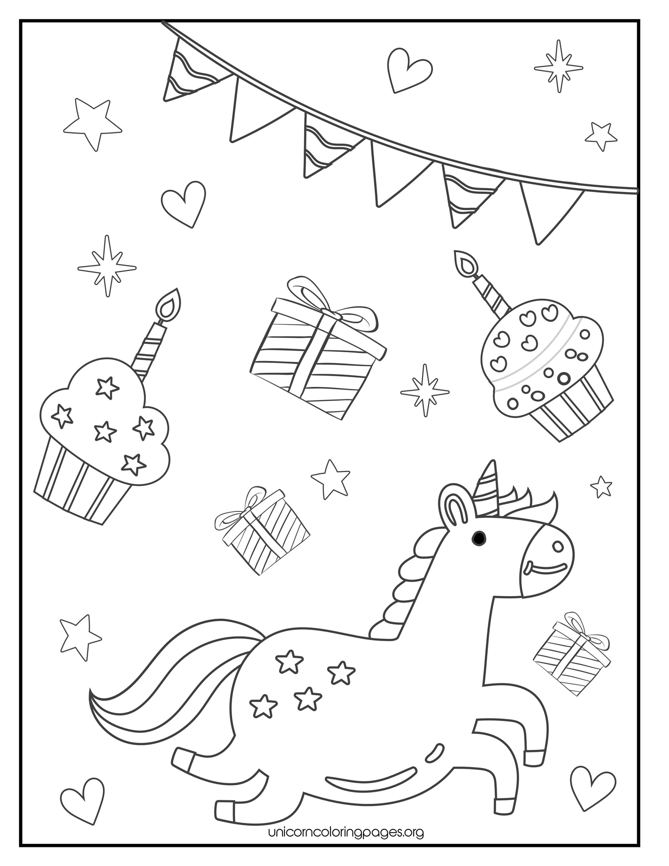 Free Unicorn Coloring Pages Printable PDF, Cute Little Baby Unicorn