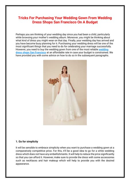 Tricks For Purchasing Your Wedding Gown From Wedding Dress Shops San …