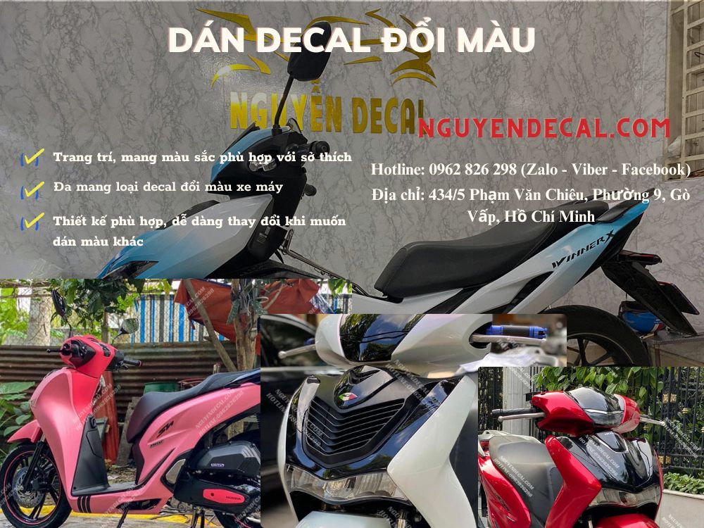 Dịch vụ dán decal đổi màu chuyên nghiệp tại Nguyễn Decal cho xe máy của bạn