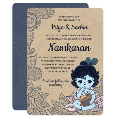Krishna Background Naming Ceremony Invitation Cards – myMandap Invitation Cards