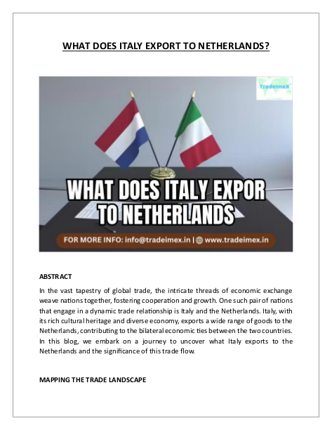 WHAT DOES ITALY EXPORT TO NETHERLANDS?