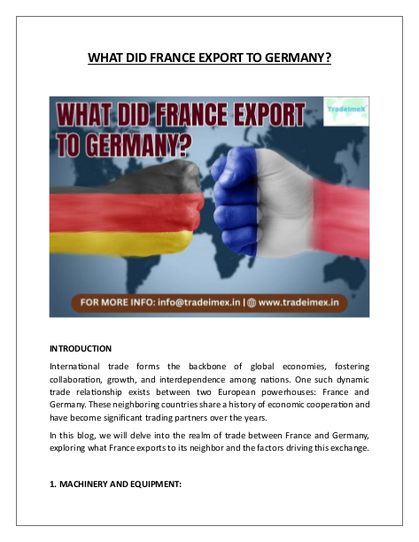WHAT DID FRANCE EXPORT TO GERMANY?