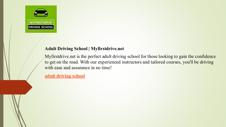 Adult Driving School  Myfirstdrive.net