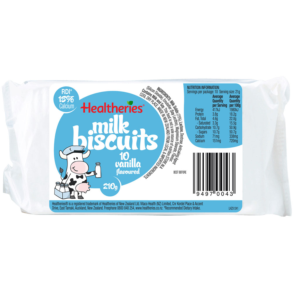Healtheries Milk Biscuits Vanilla 210g - Stock4Shops