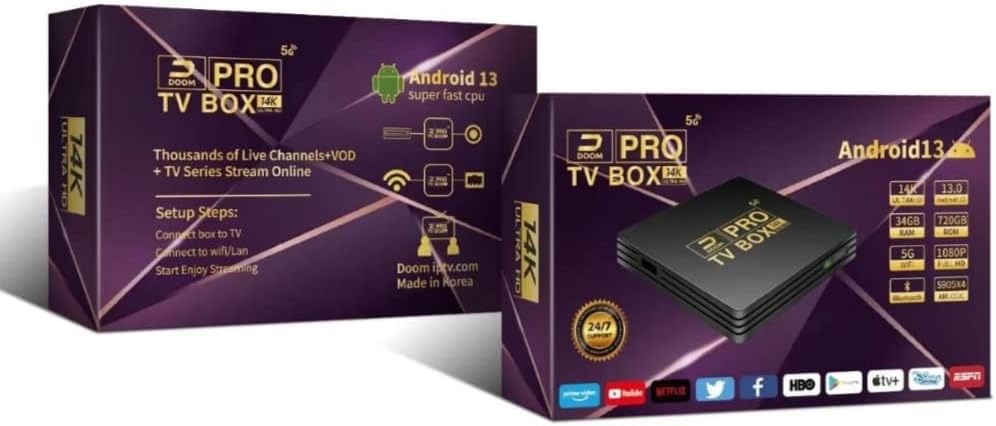 DOOM PRO 5G TV BOX,RAM-34GB, ROM- 720GB, ANDROID 13.0 SPECIAL EDITION,ANDROID-14K SUPPORTED. DUBAI - iptvdubai.xyz