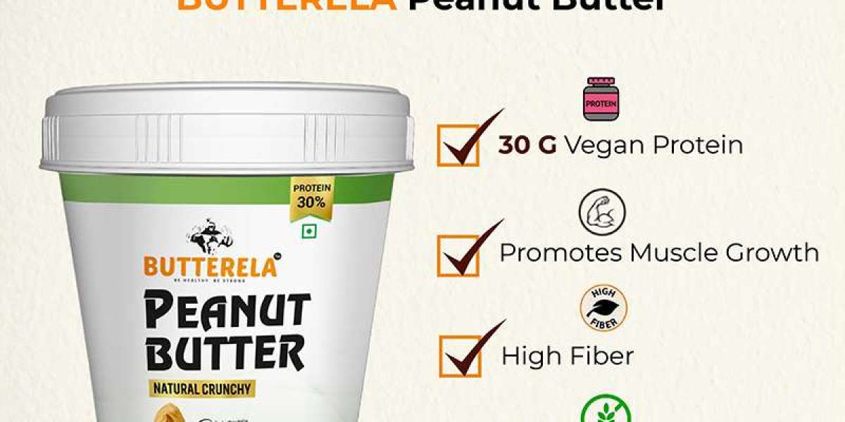 BUTTERELA Natural Peanut Butter 1kg – a delicious and tasty Natural High Protein Food for Muscle Building