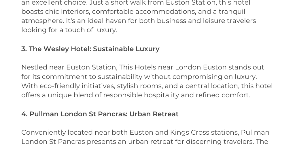 Elegance and Accessibility: A Guide to Exceptional Hotels near London Euston Station by The California London - Infogram
