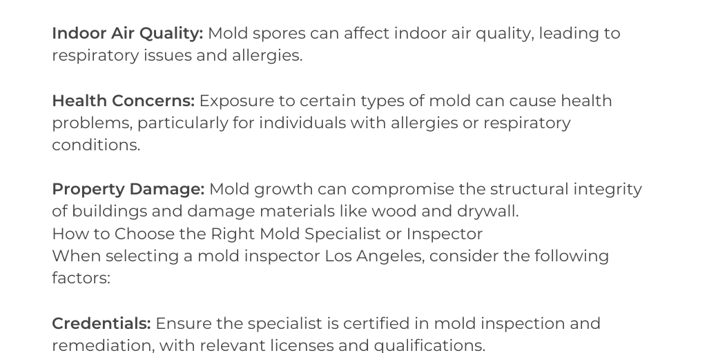 mold specialist Los Angeles  by Mold Inspections Los Angeles - Infogram