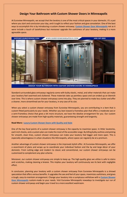 Enhance Your Minneapolis Home with Custom Shower Doors | PDF