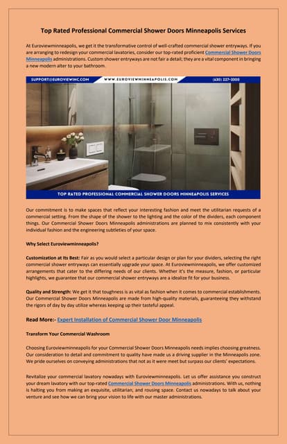 Custom Tailored Solutions for Commercial Shower Doors Minneapolis | PDF