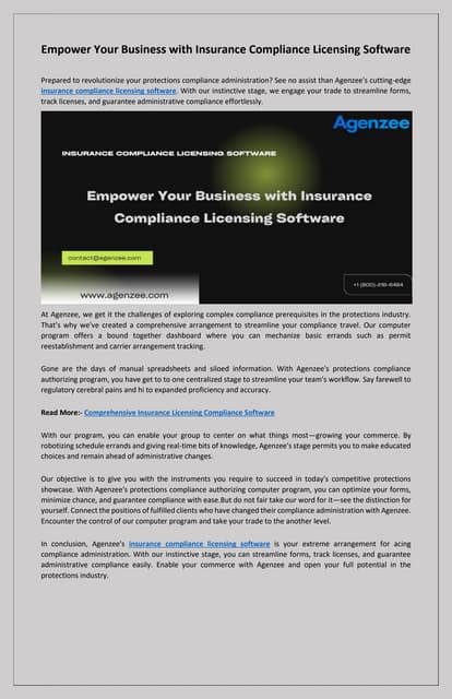 Optimize Your Workflow with insurance compliance licensing software | PDF