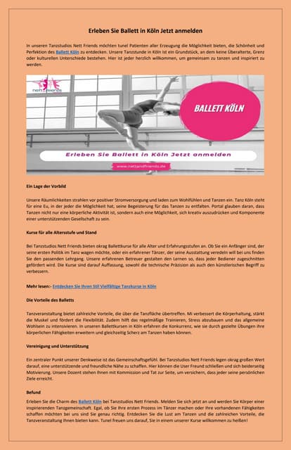 Professionelles Ballett in Köln Für Kinder und Erwachsene | PDF