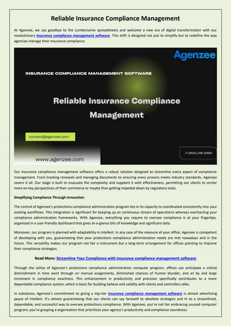 Advanced Compliance Management for Insurance | PDF