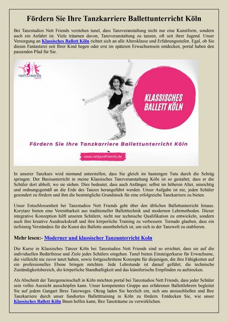 Meisterhaftes Tanzen lernen Ballettakademie Köln | PDF