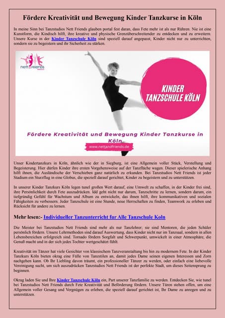 Tanzunterricht für junge Talente Köln Kinder Tanzschule | PDF